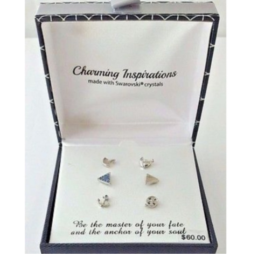 Charming Inspirations Earring Set Stud Mismatch Swarovski Silver Blue
